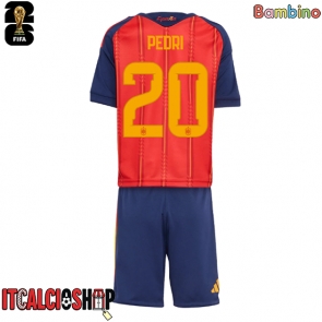 Spagna Pedri Gonzalez #20 Prima Maglia Bambino Mondiali 2026 Manica Corta (+ Pantaloni corti)